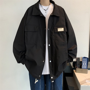港风秋款男夹克工装大口袋魔术贴贴标冲锋衣夹克衫外套JK116 P65图片