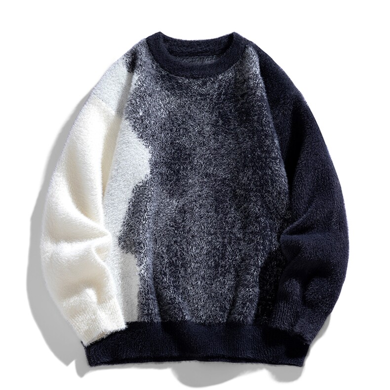 311B-1-CM-3959-P65控89港风貂毛水貂绒渐变提花春色大码针织毛衣，男装针织衫/毛衣，星座311B-1