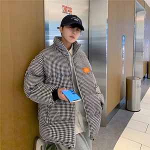 立领青春流行加厚百搭棉衣新款拉链格子直下摆气质男女TT541P80