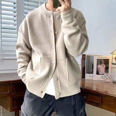 秋冬季开衫毛衣男生青年百搭休闲纯色慵懒风针织外套M65699，男装针织衫/毛衣，星座1116A（原606A-3）
