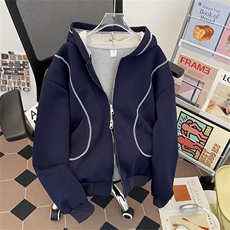 440克秋装连帽卫衣男宽松休闲开衫外套拼色帽衫XZ212-QWY04-P55，女装短外套，星座212-1