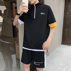 男士套装2021新款夏季青少年潮牌帅气短袖t恤两件套DS783TP65，男装T恤，电商A102
