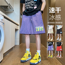 抖音品质夏季新款美式印花冰丝宽松五分裤B315-K25546-特p20控39，男装休闲裤，电商B315