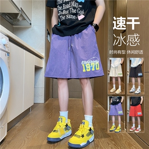 抖音品质夏季新款美式印花冰丝宽松五分裤B315-K25546-特p20控39图片