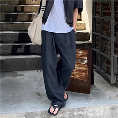 【量大价优】亚麻凉感休闲西裤复古宽松直筒阔腿裤K06025P55，男装西裤，星座1004（原星座815-3）