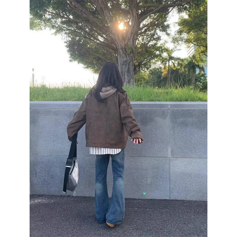 潮流常规款慵懒无品牌欧美式高街皮衣外套男女情侣2024秋新款,男装皮衣,星座506A