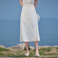 2025年夏季宽松新中式复古高腰提花半身裙，女装半身裙，卡杰菲