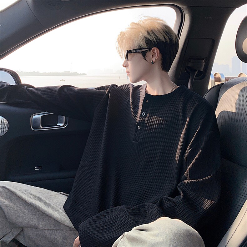 亨利领长袖T港风宽松大码打底衫CH58-特P25无差价，男装卫衣，星座214-3