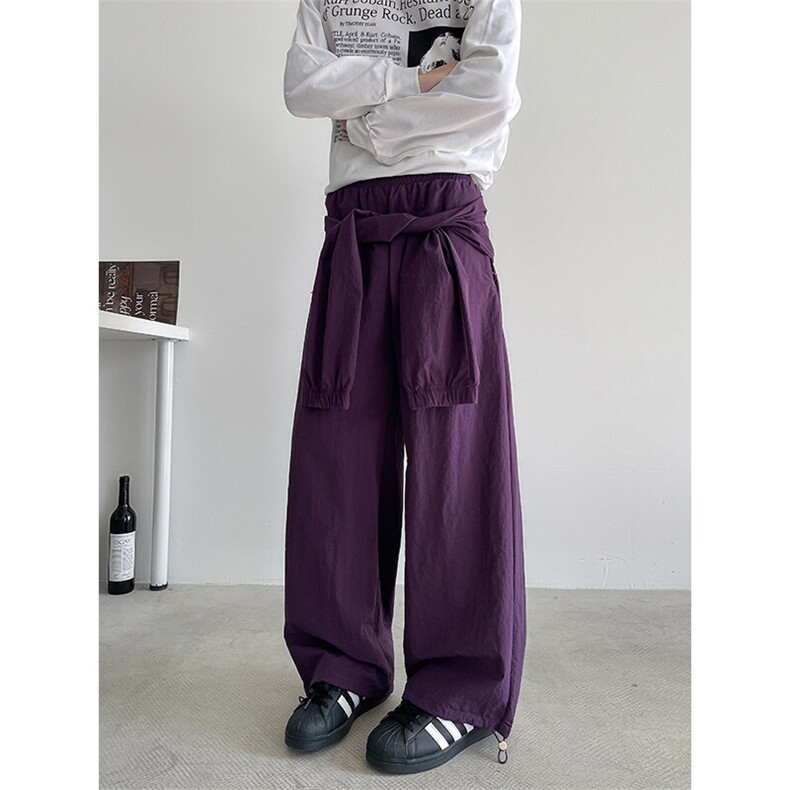 8XL-M休闲裤男美式高街纯色绑带宽松跳舞直筒裤潮K9127P68控98,男装休闲裤,电商D206-1