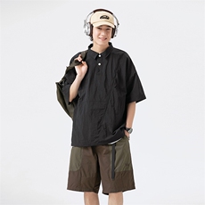 夏季潮流休闲衬衣宽松大码短袖衬衫A161-1704-P40，男装衬衫，电商A161