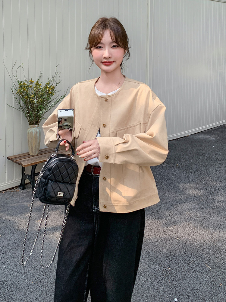 工装麂皮绒短外套女春秋2025新款减龄独特超好看上衣开春穿搭休闲,女装短外套,浙宝192（原082）