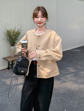 工装麂皮绒短外套女春秋2025新款减龄独特超好看上衣开春穿搭休闲，女装短外套，浙宝192（原082）