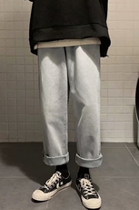 现货港风坠感直筒牛仔裤男潮牌韩版潮流阔腿宽松老爹裤子927，男装牛仔裤，星座1008