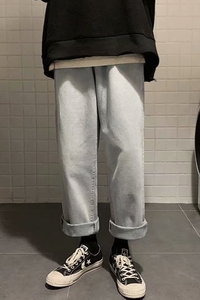 现货 港风坠感直筒牛仔裤男潮牌韩版潮流阔腿宽松老爹裤子927图片