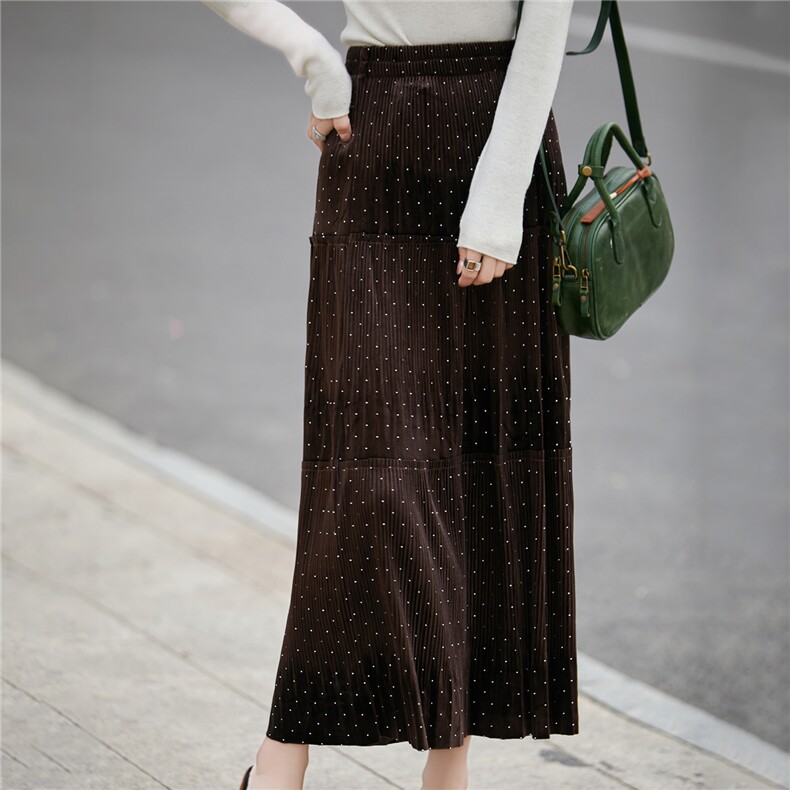 2025年秋季中腰百搭满天星半身裙时尚百搭通勤休闲，女装半身裙，朝贺羊绒