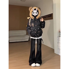 1506-981/M78691/P99卡通熊耳朵毛领连帽棉服外套男女暖和面包服，男装棉衣，星座1506-1