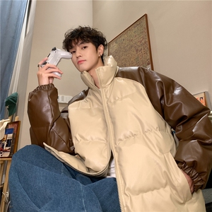 港风 拼接撞色面包服时尚立领保暖皮棉服A247-MY520 特批85图片