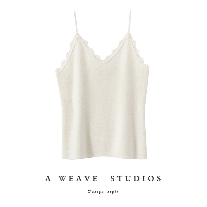 秋冬新款纯色无袖v领针织吊带时尚百搭简约风，女装针织衫/毛衣，亿嘉羊绒