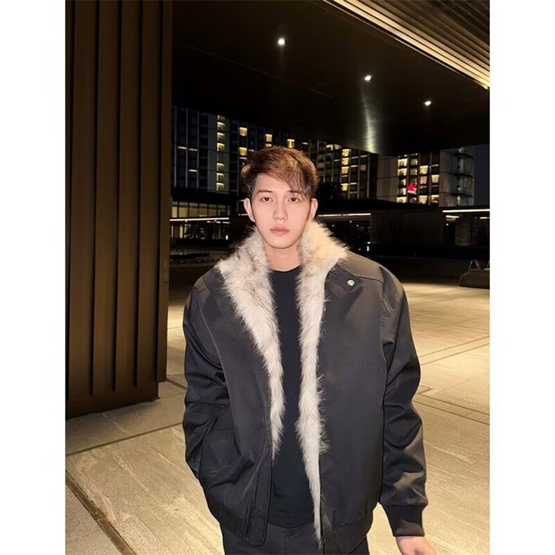 美式复古座山雕毛领棉服男冬季cleanfit宽松加厚情侣立领棉衣外套,男装棉衣,星座506A
