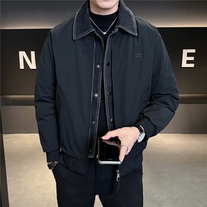 M-4XL B353 9827 P190 黑色2025牛仔假两件翻领冬季男羽绒服外套图片