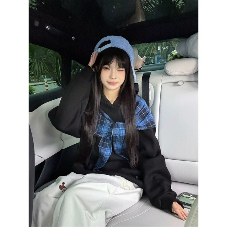 网图有货秋季蝴蝶结绑带华棉连帽卫衣男女宽松情侣上衣A817-P48，男装卫衣，星座1505