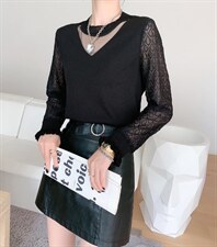 蕾丝拼接小衫，其它，依诺阁