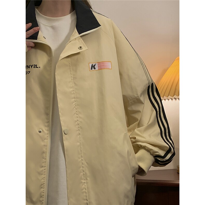 中性风立领印花字母图案设计双袖三杠织带夹克男JK77766P75控98，男装夹克，星座226-1