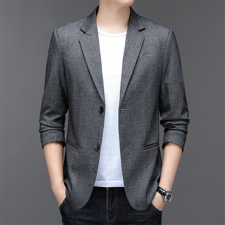 秋季新款西装男弹力针织西服简约外套西服商务休闲小西装单西，男装西服，电商B360
