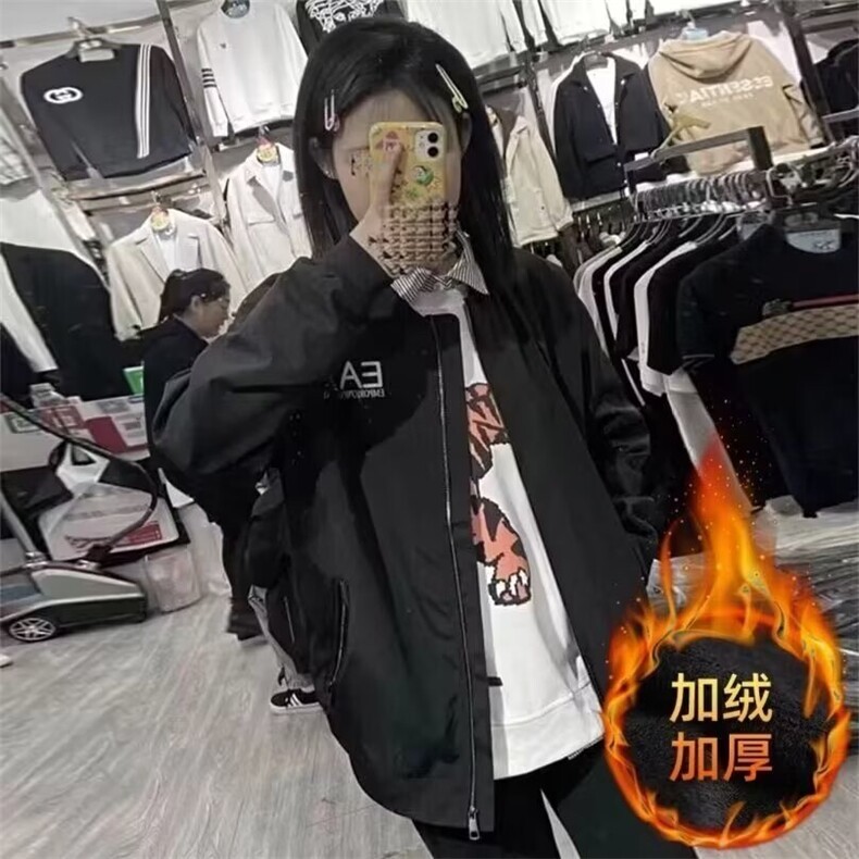 春秋冬季简约复古棒球服男女情侣款加厚棉衣休闲潮牌外套飞行夹克,男装夹克,星座506A