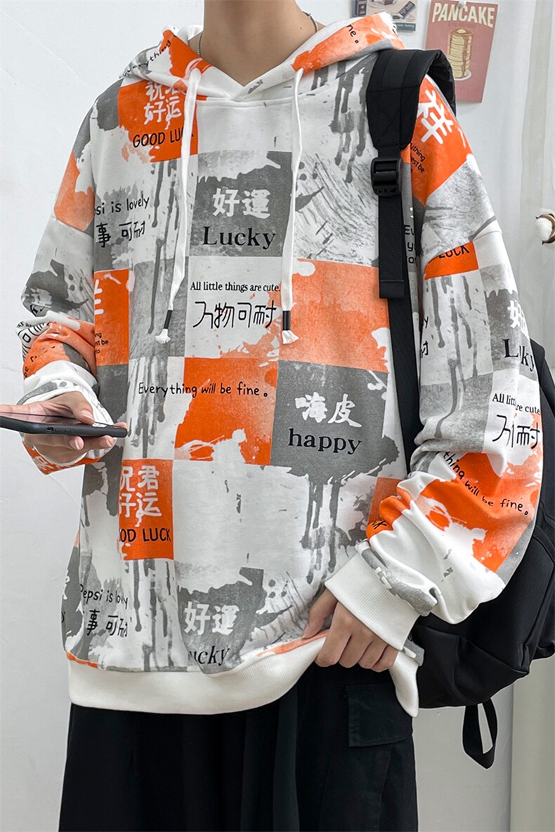 2023秋季新品青少年港风创意印花休闲时尚卫衣男女同款W410-P30,男装卫衣,电商A441-1