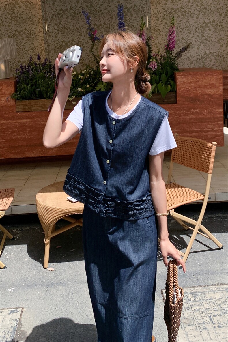 现货2025夏季新款三件套真丝仿牛仔2C053/款807/批165/控238,女装套装/套裙,2C053