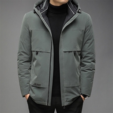 冬季中年男中长款休闲脱卸帽白鸭绒羽绒服男外套GSNA21307-P350，男装羽绒服，电商B212（原钱塘6029）