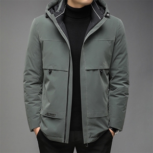 冬季中年男中长款休闲脱卸帽白鸭绒羽绒服男外套GSNA21307-P350