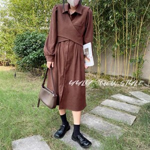 秋季韩绒两件套裙图片