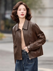 2026年春季新款现货休闲时尚皮衣外套，女装皮衣，臻衣坊
