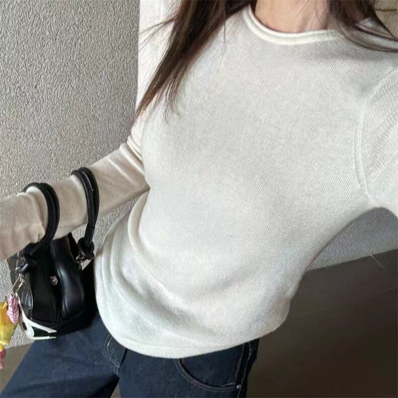 2025年秋季新款纯色针织套头上衣时尚百搭休闲风，女装针织衫/毛衣，旭驰羊绒