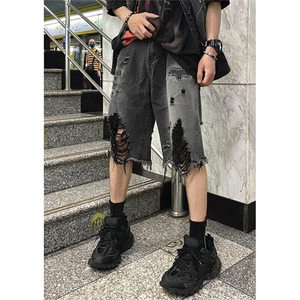 破洞乞丐牛仔短裤男款夏季美式七分裤休闲牛仔裤 D11图片