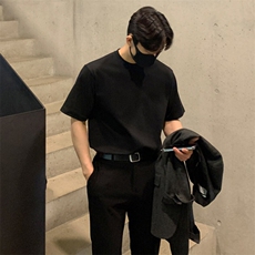 冰感工艺防晒吸湿速干240克纯色打底衫气质轻熟风痞帅小领短袖T恤，男装T恤，电商A486