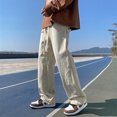 牛仔裤直筒宽松口袋设计阔腿拖地裤韩版潮流裤N0620-P45，男装牛仔裤，星座308B-1