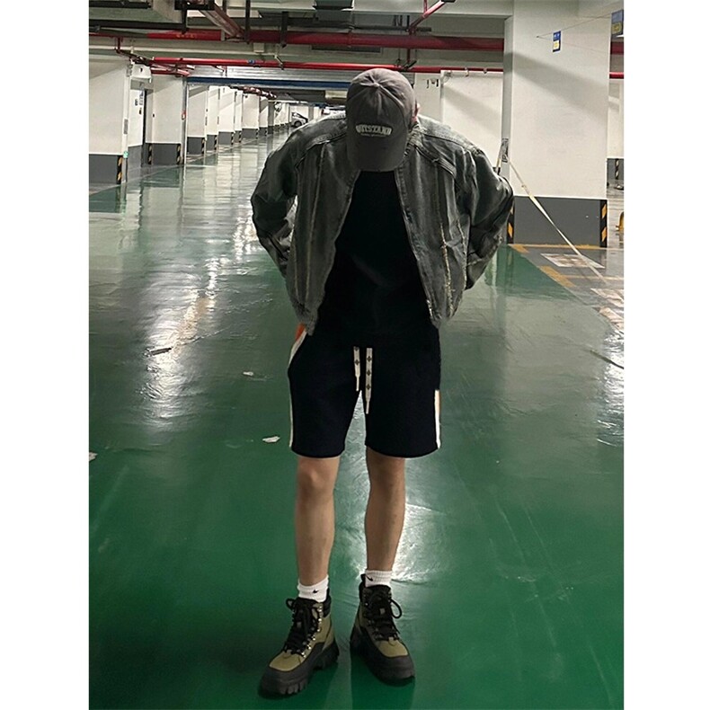 美式复古解构毛边水洗牛仔夹克男款机车风帅气外套上衣潮XJK08,男装夹克,星座208-5