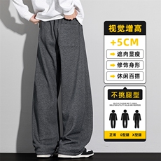 春季弯刀卫裤男宽松直筒休闲裤美式潮流垂感松弛感长裤Z2623-P50，男装休闲裤，星座509
