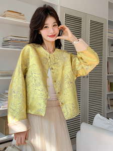 新中式复古提花短外套女2025春季新款高级感气质遮肉显瘦廓形上衣图片