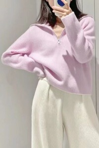 休闲/淑女2024年秋季新款长袖套头翻领毛衣图片