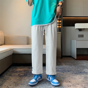 春季纽扣休闲裤男直筒宽松痞帅九分裤子港风ins潮流百搭NB35-p35图片