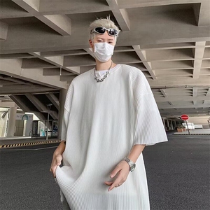 Q489-P36休闲短袖t恤夏季垂感五分袖韩版潮牌潮流重磅美式体恤,棕色外套怎么样搭配衣服图片