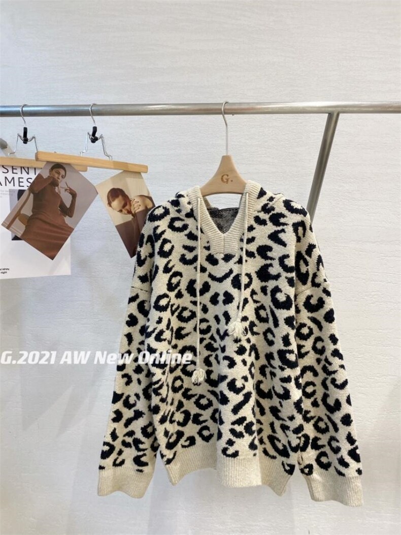 连帽针织毛衣，女装针织衫/毛衣，G