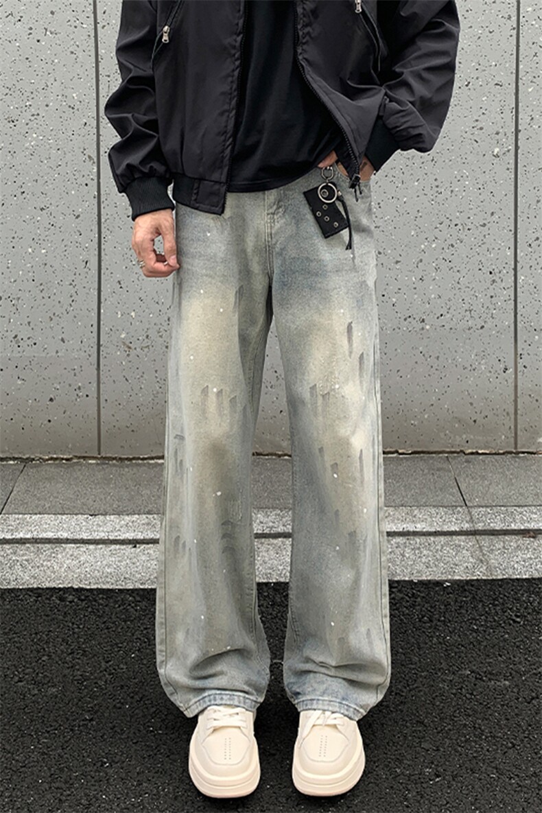 2025秋季新款外景直筒涂鸦牛仔裤M-5XLGK25993-特P40,男装牛仔裤,电商A022