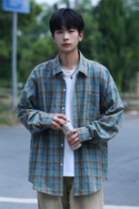 抖音日销2千件格子衬衫男长袖宽松休闲衬衣CS7219P55控88，男装衬衫，电商B413-1