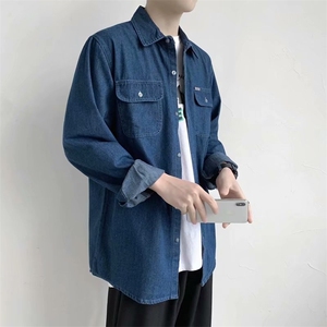 牛仔长袖衬衫男士春秋季宽松衬衣服潮流帅气工装休闲外套CS29-P45图片