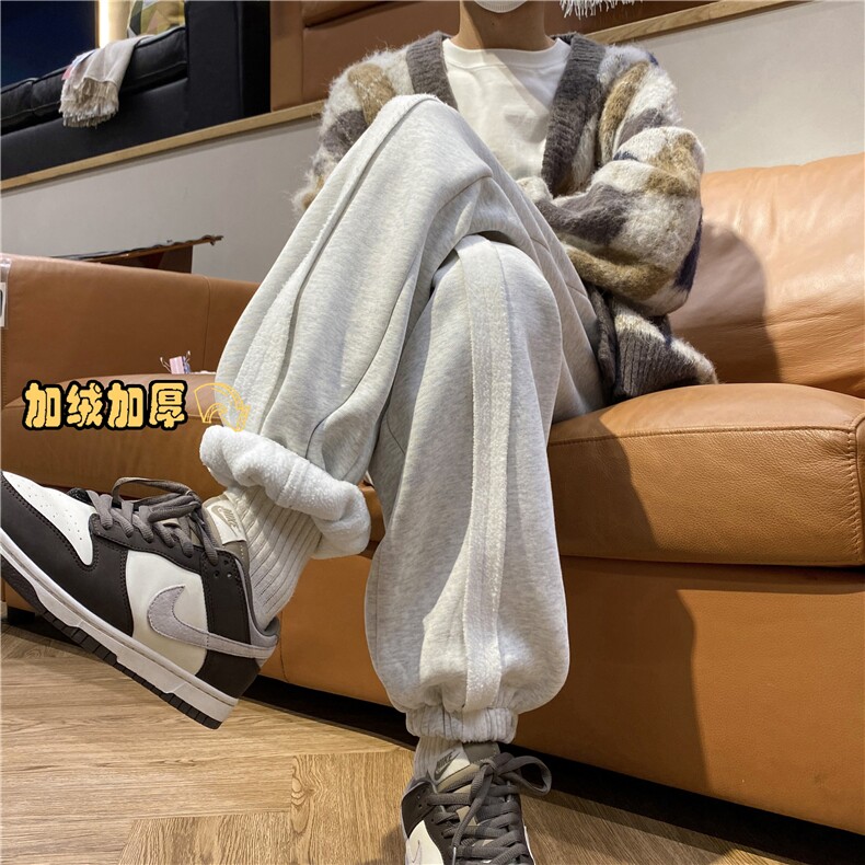 2025冬季新款加绒加厚中缝束脚卫裤休闲裤B315-K23495-P65控78,男装休闲裤,电商B315